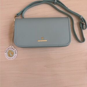 Spartina 449 Sea Glass Blue Crossbody Bag with Gold Hardware